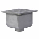 12" Square x 8" Deep Stainless Steel Sanitary Floor Sink Stainless Steel Top - 2" Pipe Size