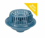 Zurn 15" Dia. Main Roof Drain w/Low Silhouette Dome - 4" Pipe Size No Hub