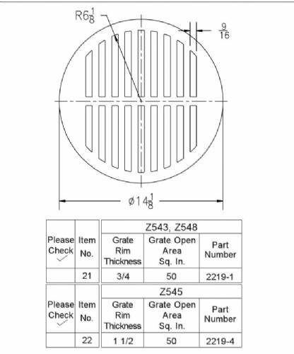 Z543 Round grate 14 1/8" x 3/4"