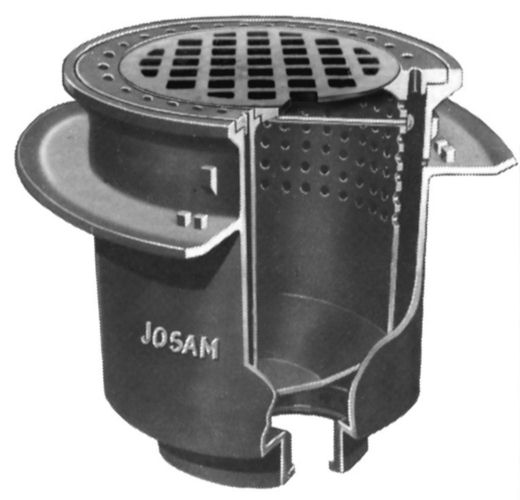 Josam 34920 Floor Drain Non-Clog 21'' Round Top W/Bucket