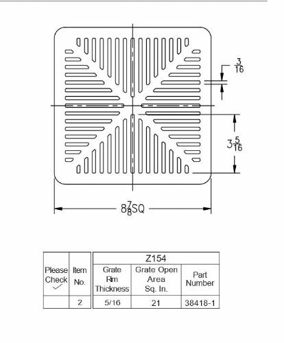 Z154 Square grate 8 7/8" x 5/16"