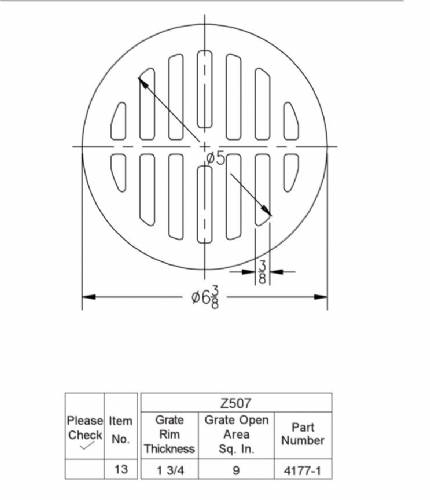 Z507  Round grate 6 3/8" x 1 3/4"