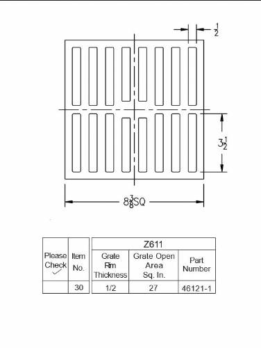 Z662 Square grate 13 1/4" x 3/8"