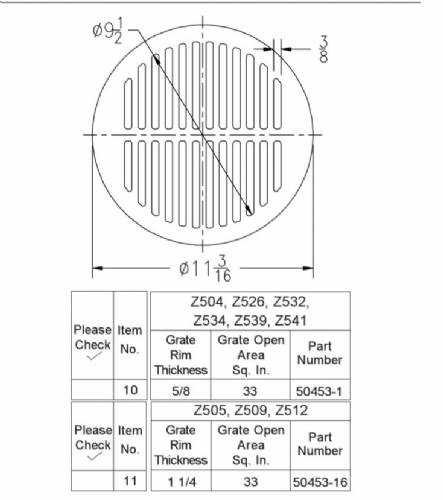 50453 16 Z505 Round Grate 11 3 16 X 1 1 4 By Commercial