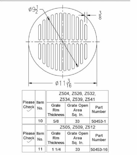 Z504  Round grate 11 3/16" x 5/8"