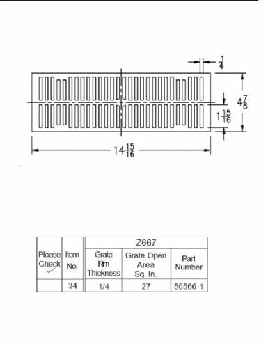 Z667 Rectangular Grate 14 15/16" x 4 7/8" x 1/4"