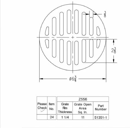 Z556 Round grate 6 3/4" x 1 1/4"