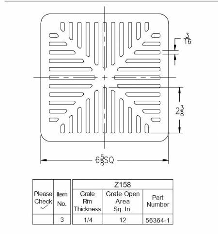 Z158 Square grate 6 5/8" x 1/4"