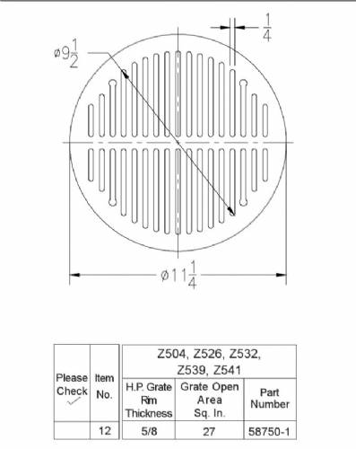 Z504  Round grate 11 1/4" x 5/8"