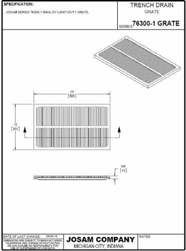 76300-1 -12 x 20 x 5/8 Nikaloy Grate