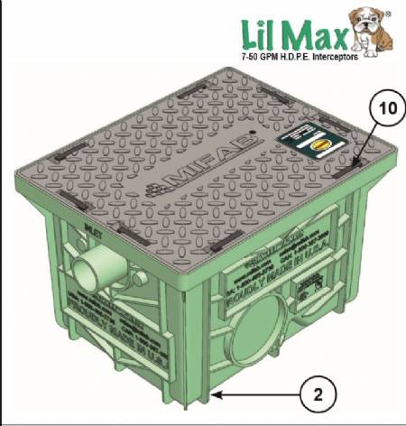 LIL 20 Grease Interceptor Mifab 20 GPM, 40 LB Cap.HDPE