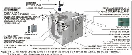 MI-O-HU-1-HD, 25GPM, Heavy Duty Reinforced Lid, 63 Gallon Capacity(Interceptor), 65 Gallon Capacity(Storage Tank)