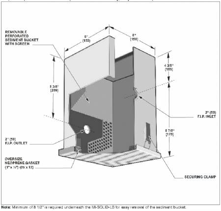 MI-SOLID-LB, 15GPM, 2.2 Gallon Liquid Holding Capacity, Bottom Access Solids Interceptor