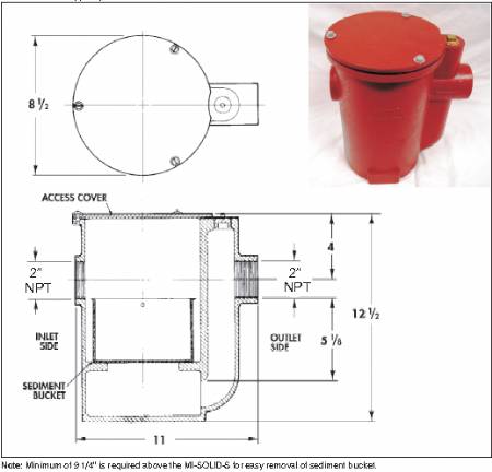 MI-SOLID-S, 15GPM, 2.2 Gallon Suspended Sediment and Solids Interceptor