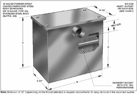 MI-SOLID-TA-0, 4 GPM,Top Access Solids Interceptor