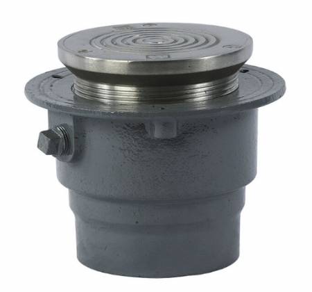 5" Floor Cleanout with Round Stainless Steel Cover, 4" Pipe Size