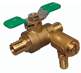 BVECXL 125 3/4" Full-Port Bronze Ball Valve with Integral Thermal Expansion Relief Valve and Hose Compression Fitting (LF)