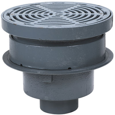 12" Round Adjustable Top, Grate Supported By Bucket Area Drain 8" Pipe Size