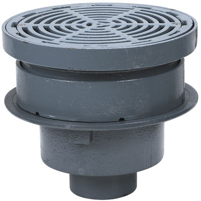 12" Round Adjustable Top, Grate Supported By Bucket Area Drain 4" Pipe Size