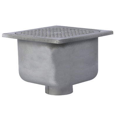 12" Square x 8" Deep Stainless Steel Sanitary Floor Sink Stainless Steel Top - 4" Pipe Size